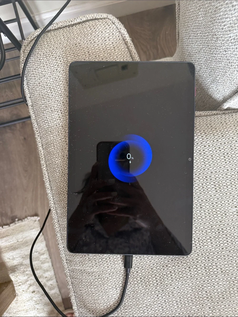 Black Tablet with Charging Cable - Sleek Android Tablet